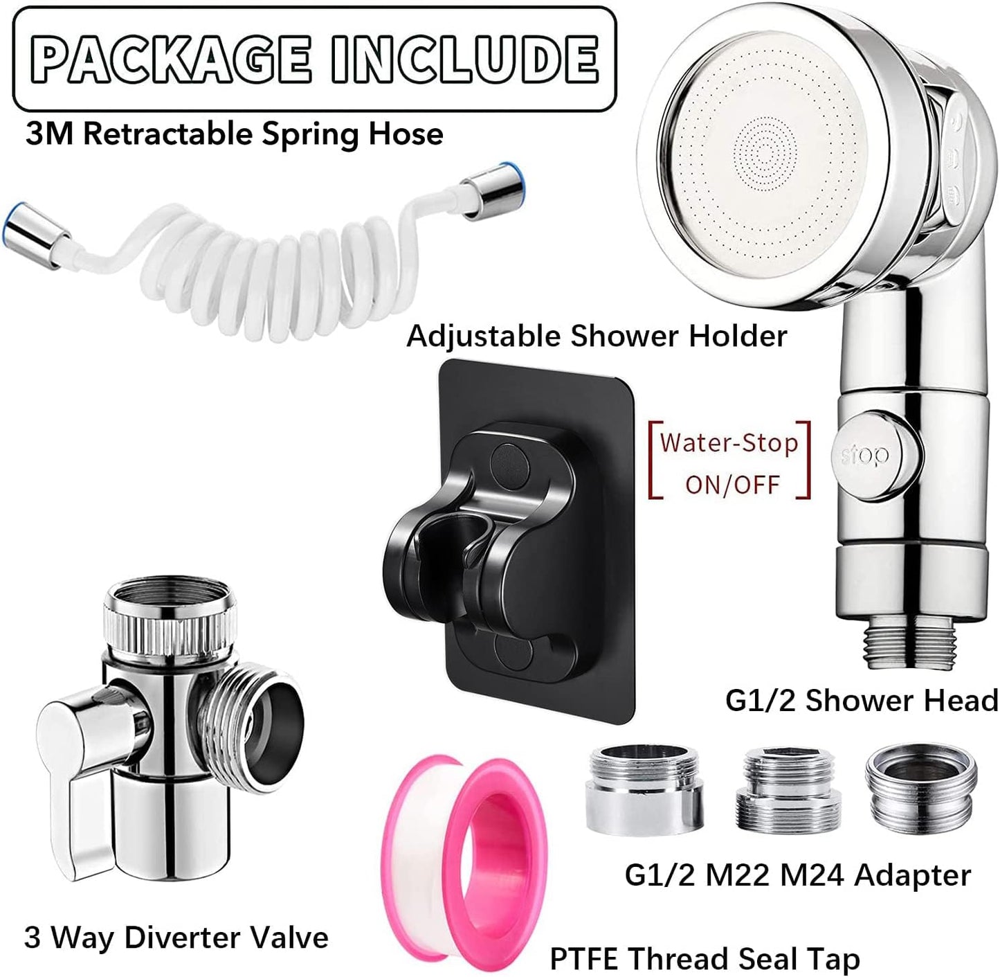 Versatile Sink Handheld Shower Kit with a 9.8ft (2.9m) Telescopic Hose