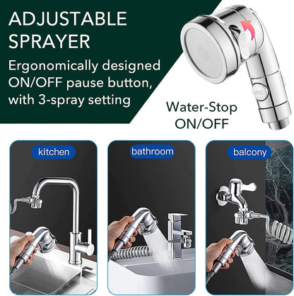 Versatile Sink Handheld Shower Kit with a 9.8ft (2.9m) Telescopic Hose
