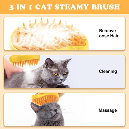 Steamy 3 in 1 Pet Grooming Brush for Ultimate Pet Comfort